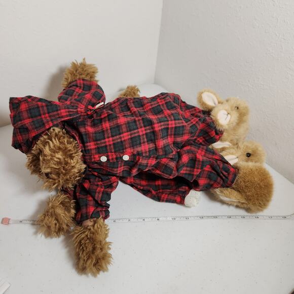 ABC Distributing 18” Plush Teddy Bears Red Plaid Pj's Bunny Slippers Pajamas - Picture 7 of 7